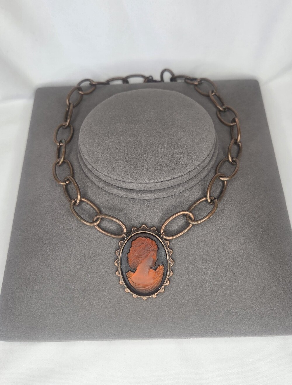 Dominique Cohen Vintage-Inspired Cameo Pendant Chain Necklace - Copper Tone